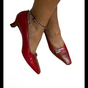 Salvatore Ferragamo 2 tone Red and Brown Leather Heels 10B